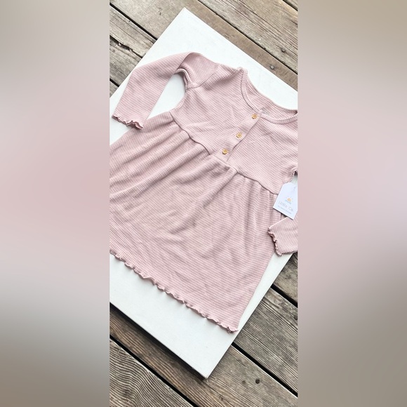 Little Co. Pink Long Sleeve Henley Dress NWT - Picture 3 of 8